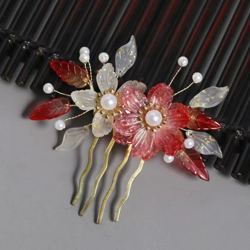 Vintage Blume Haarnadel Elegante Chinesische Stil Glas Blume Haar Kamm Für Frauen Mädchen Exquisite Fee Metall Haar Zubehör 1pc – Detail 16