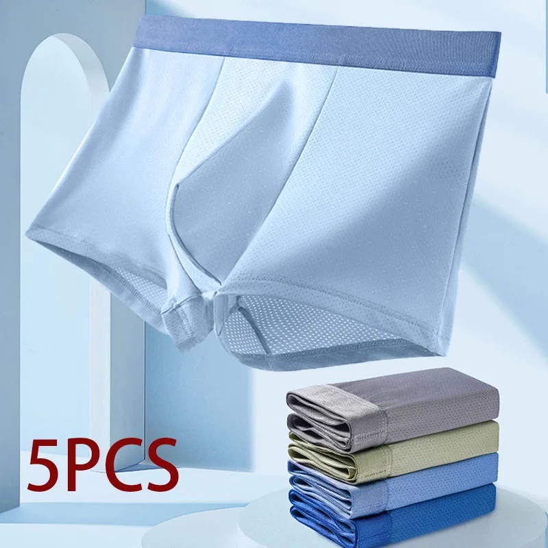 5pcs/lot Ice Silk Mens Underwear Boxers Men Boxer Underwear Men Boxers