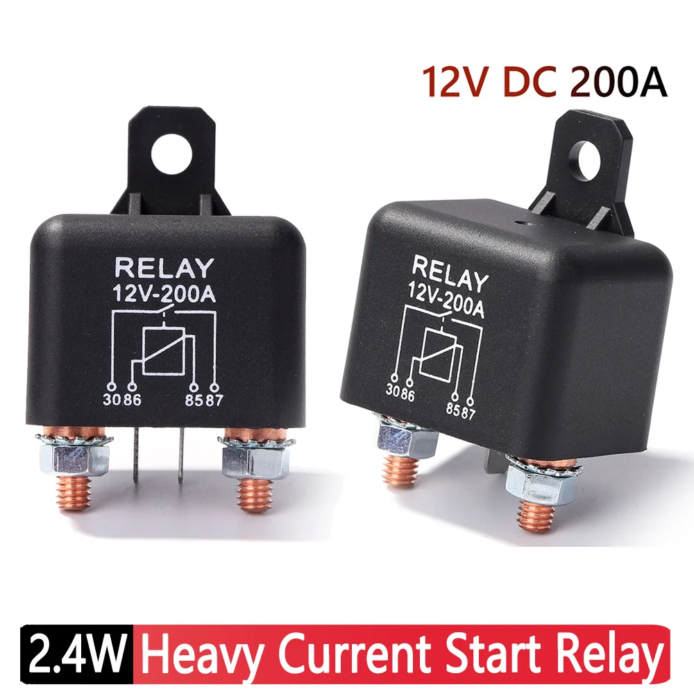 자동차 모듈 릴레이, DC 12V 200A 고전류 릴레이, 4 핀 자동차 릴레이, 연속형 2.4W 자동차 트럭 모터 시동 릴레이