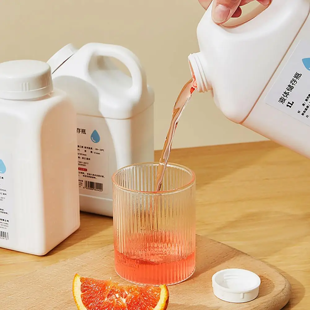 

Threaded Bottle Plastic Liquid Dispensing Bottle with Threaded Mouth for Milk Beverages 800/1000ml Scale Mark for Kitchen