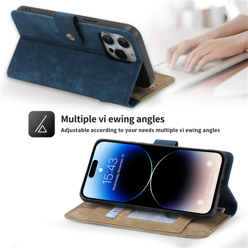 Luxury Zipper Leather Wallet Flip Case