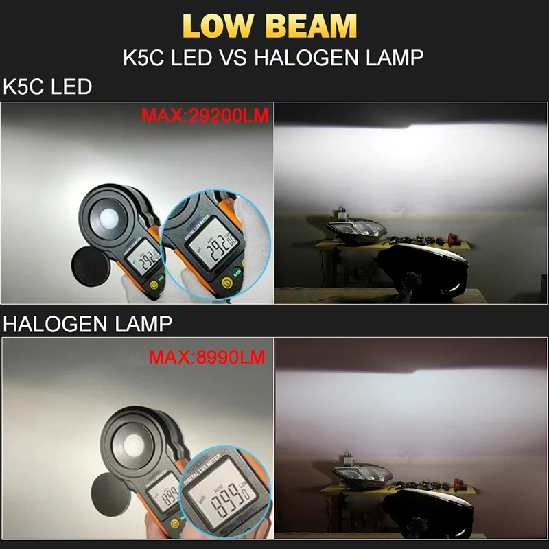 K5C H7 LED 60000LM Headlights Canbus 8000K H1 H4 H11 9012 HIR2 H8