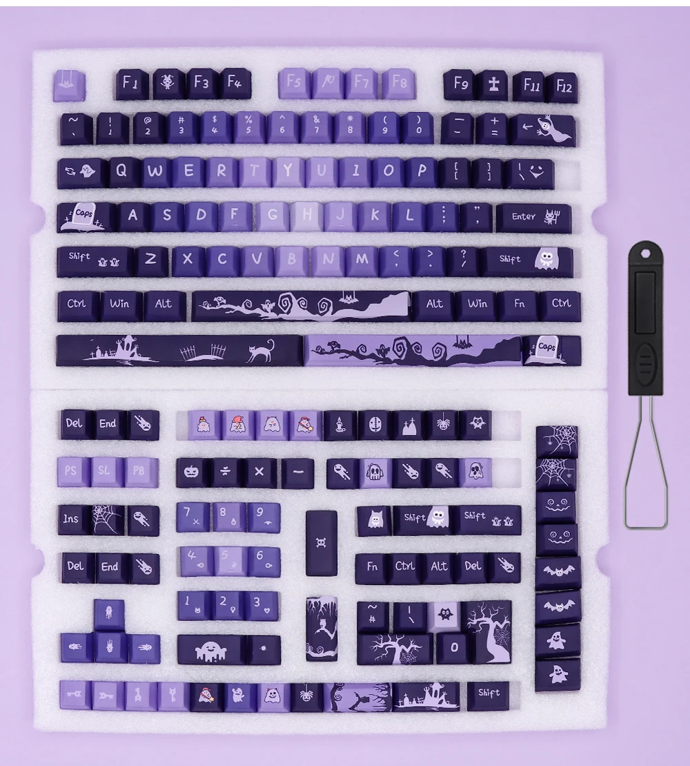 Gradiente Keycap Perfil Cereja Pbt Sublimação Dye Teclado Mecânico Interruptor mx Gk61 64 67 68 75 84 87 96 98 Roxo - Imagem 4