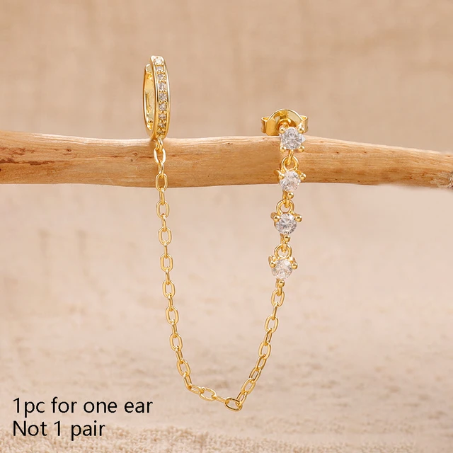 1 pièce 14K plaqué or cheval oeil chaîne gland Zircon boucles d'oreilles pour femmes géométrique minimalisme boucles d'oreilles bijoux accessoires