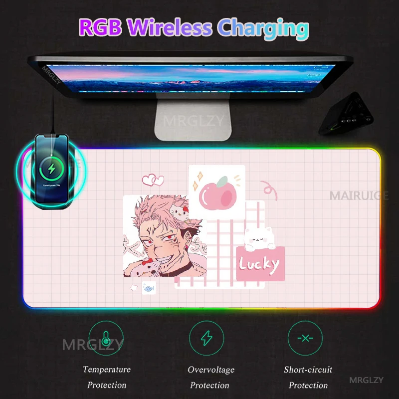 

Большой коврик для мыши с беспроводной зарядкой в стиле аниме