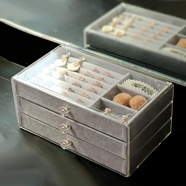 Transparent Acrylic Display Case - 3 Layers Jewelry Box Organizer