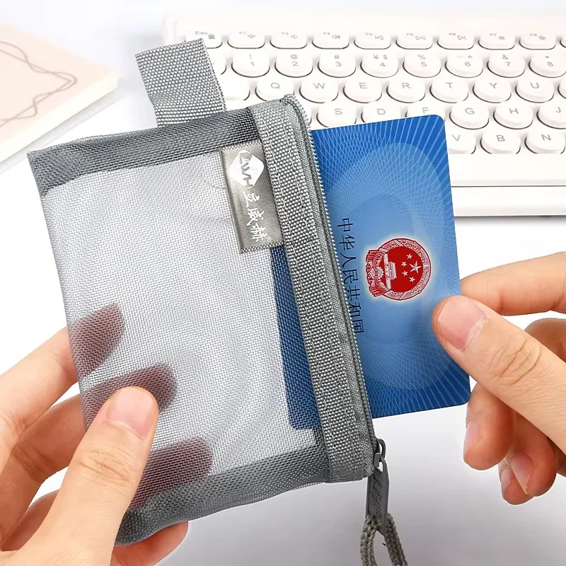 Mini Zipper Mesh Bag Transparent Portable Small Cosmetic Toiletry Organizer for Girls Travel School Supplies Durable Gift Desk