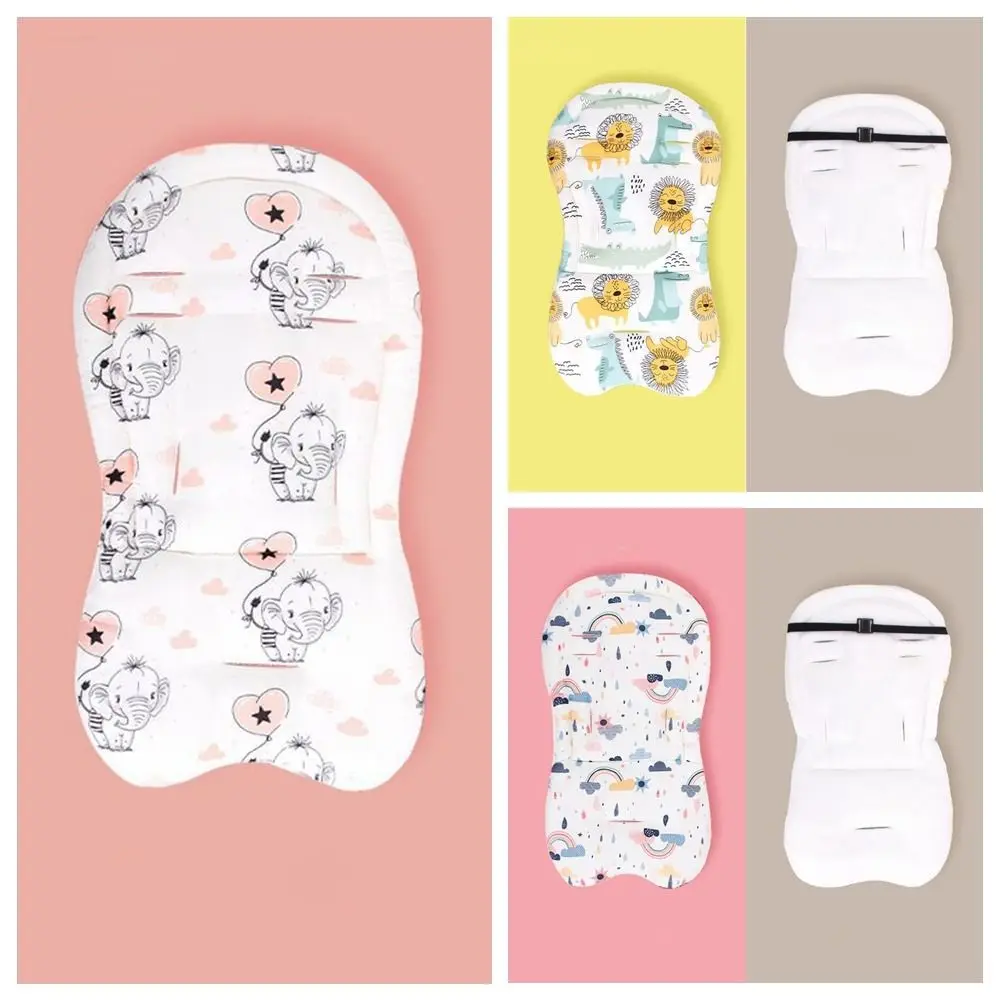 Soft Baby Stroller Cushion Cartoon Printed Breathable Baby Pram Seat Mat Car Seat Comfortable Dining Chair Cotton Pad Toddler