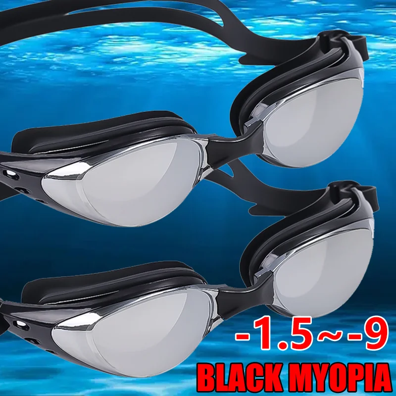 -1.0~-9.0 Swimming Glasses Myopia Anti Fog Professional Adults Prescription Waterproof Swim Pool Eyewear Optical Diving Goggles