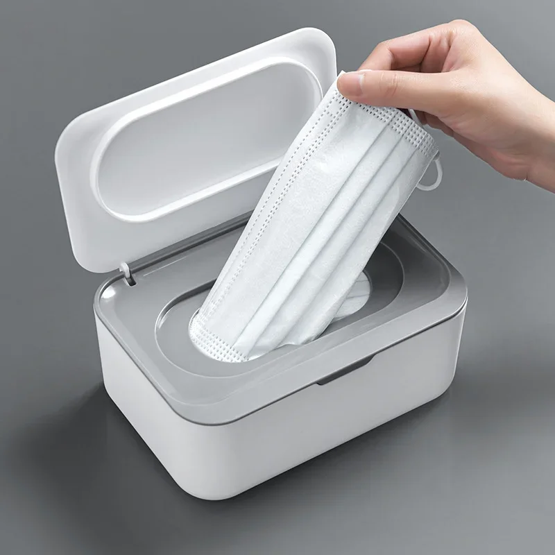 Tissue Box Portable Tissue Storage Box with Lid Dustproof Cover for Wet Wipes Dispenser Home Office Mask Storage Box Sealed Organizer