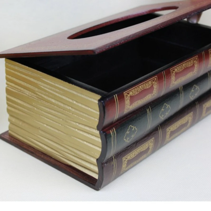 

Creative Paper Towel Tube Home Fashion Decorative Ornaments Vintage Book Shape Drawer Tissue Box