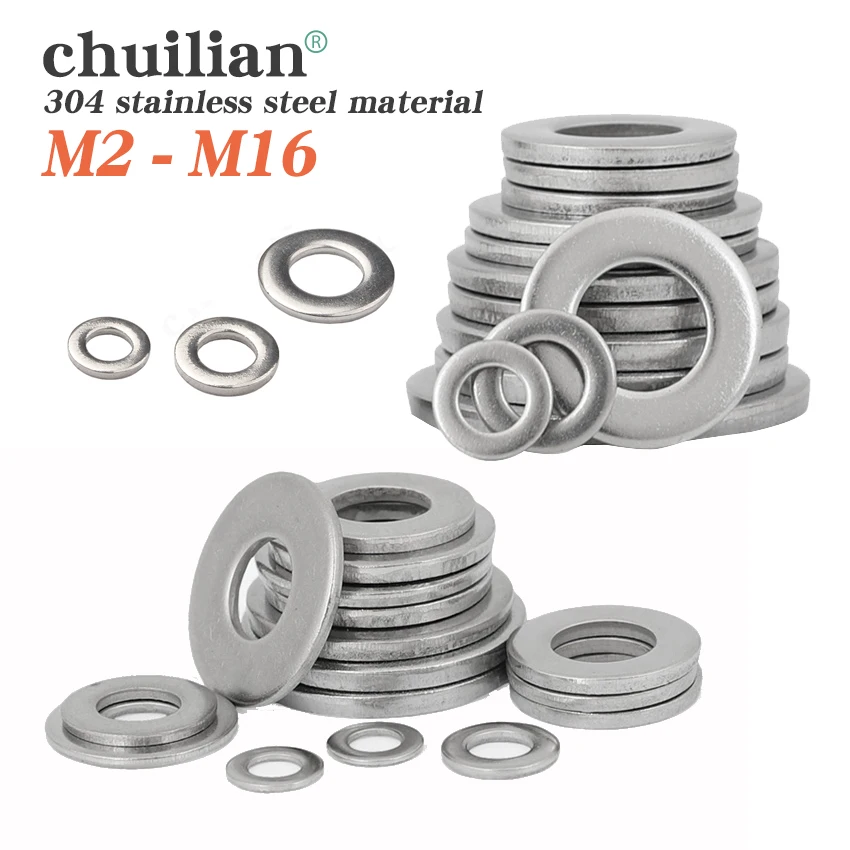 

Flat Washer M2 M2.5 M3 M4 M5 M6 M8 M10 M12 M14 M16 304 Stainless Steel Meson Washers Plain Washer Gaskets Spacer Shim