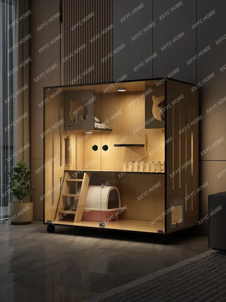 Cat Villa Cage Home Indoor Cattery House Cabinet Large Space Nest