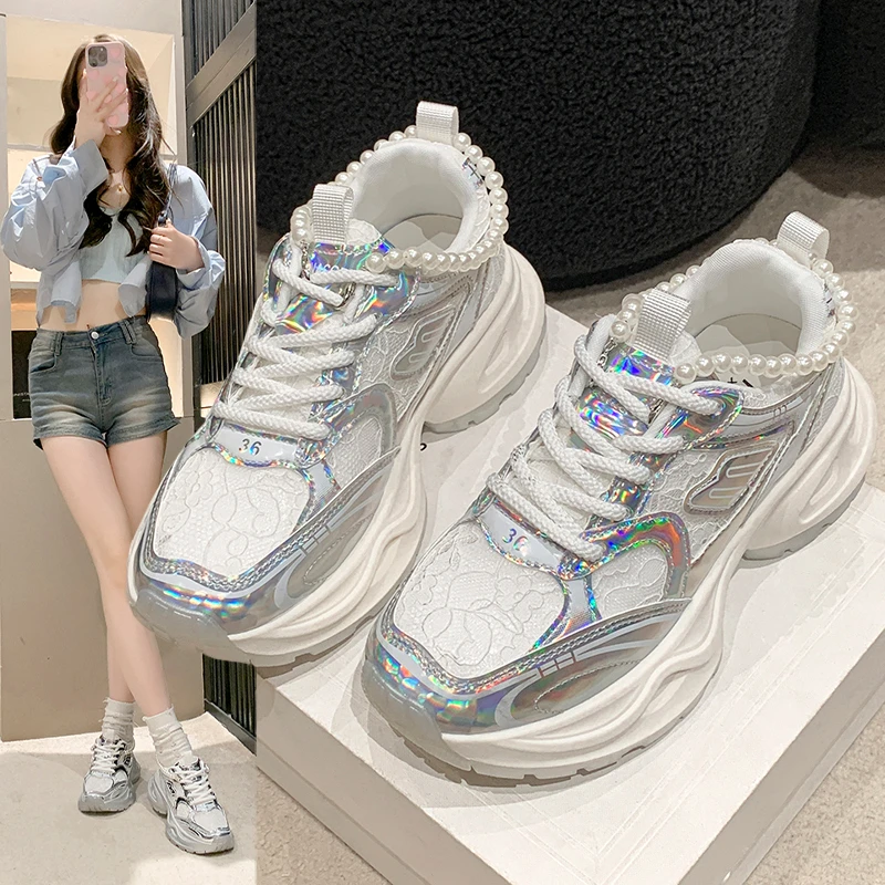 Niulatu for Women with Free Shipping 2025 Designer Platform Casual Sports Running Vulcanized White Shoes Female Chunky Sneaker DJSE main image 0
