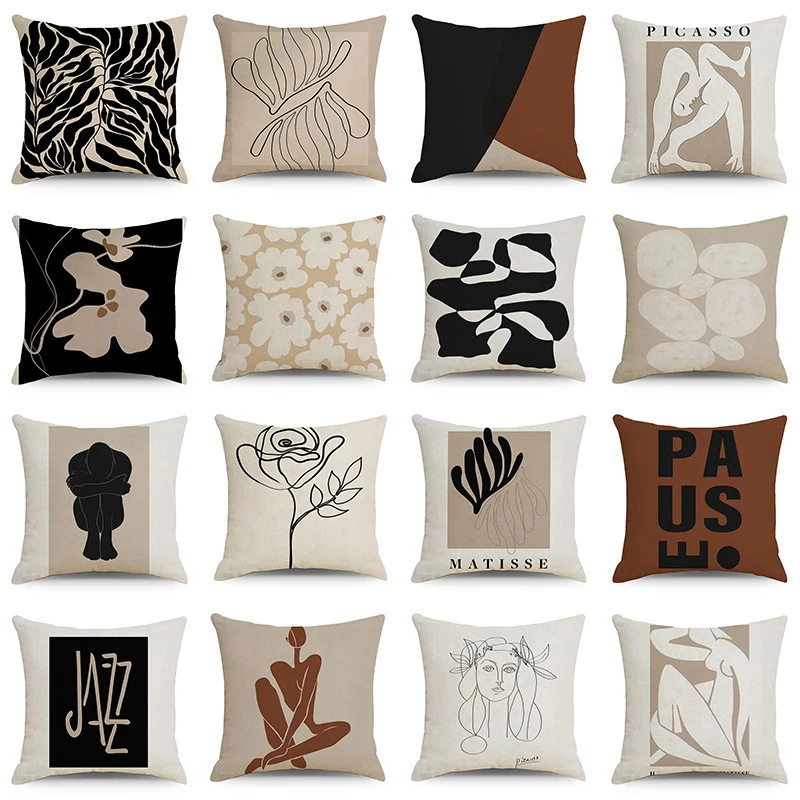 Black White Geometric Pillow Case Black White Pillow Cover Abstract