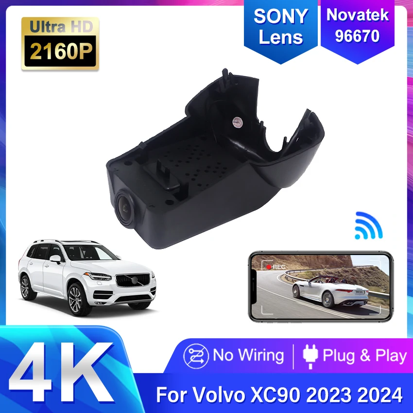 

New! Hidden UHD 2160P Plug and play Car Wifi DVR Video Recorder Dash Cam Camera For Volvo XC90 2023,4K DashCam,Car Accessories