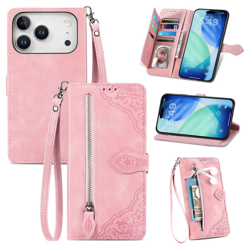Crossbody Zipper Wallet Card Flip Case for iPhone 17 Air 16E 15 Pro Max 11 12 13 14 Plus 16 E 5G 2025 Leather Cover Book Funda — view 6