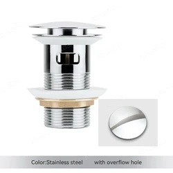 Brass Pop - Up Drain Stopper for Bathroom Sink, Available with or without Overflow (Stainless steel - A)