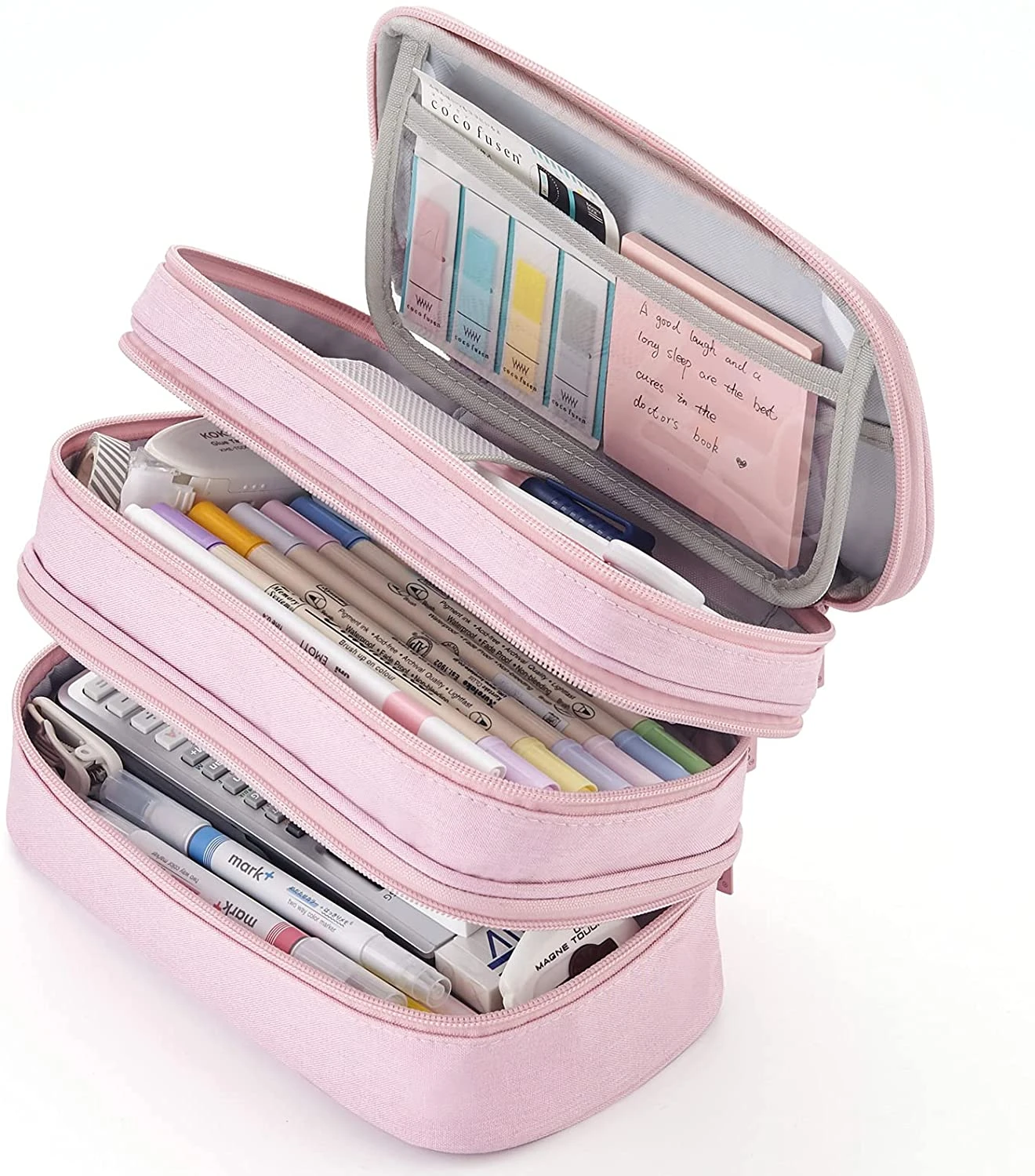 Large Capacity Pencil Case 3 Layers Big Handle Pencil Pouch Pencil Bag Pencil Holder Organizer