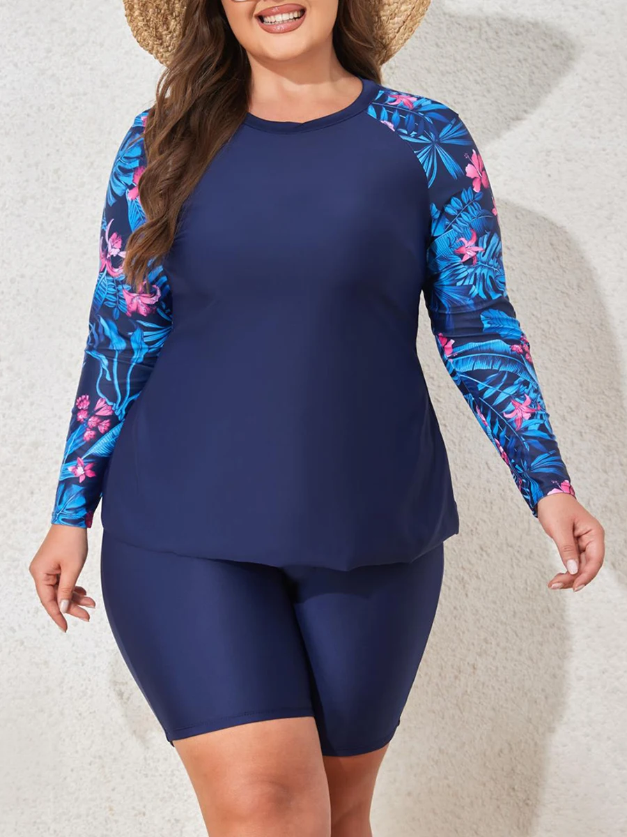 Surfing Swimsuit 2025 Large Plus Size Long Sleeve 2 Piece Swimsuit Women Swimwear