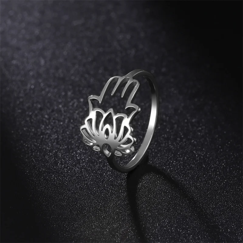Vintage Edelstahl Lotusblume Ringe für Frauen Mädchen Buddhismus om unalome Yoga Fingerring Hochzeits schmuck Bague Geschenke – Detail 40
