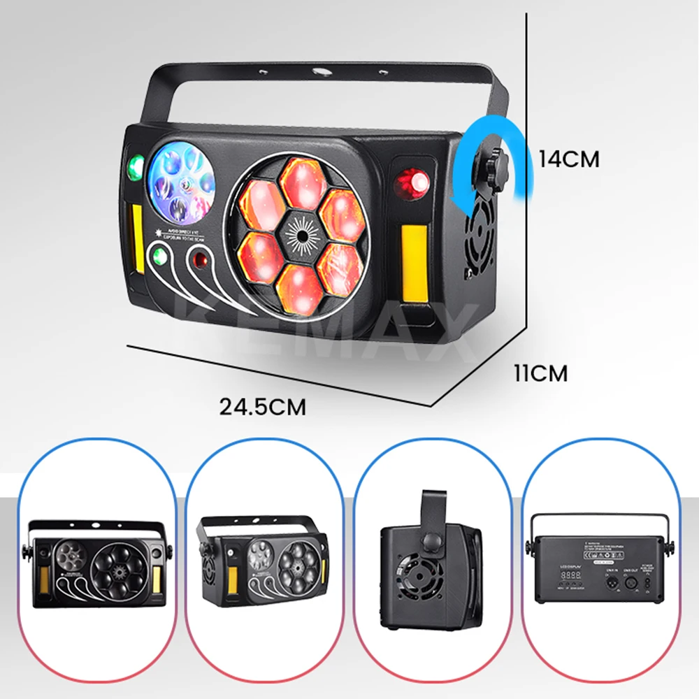 Attrezzatura per DJ 80W 6in1 Bee Eye Luci da discoteca per feste Fascio DMX Laser Strobe Gobo RGBW Controllo del suono Luce ad effetto scenico per Natale - immagine 4
