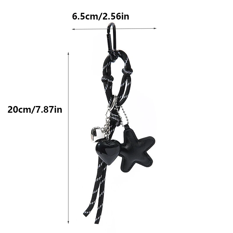 Handmade Leather Starfish Heart Pendants Keychains Cute Star Bag Charm Accessories Keyring for Women Hanging