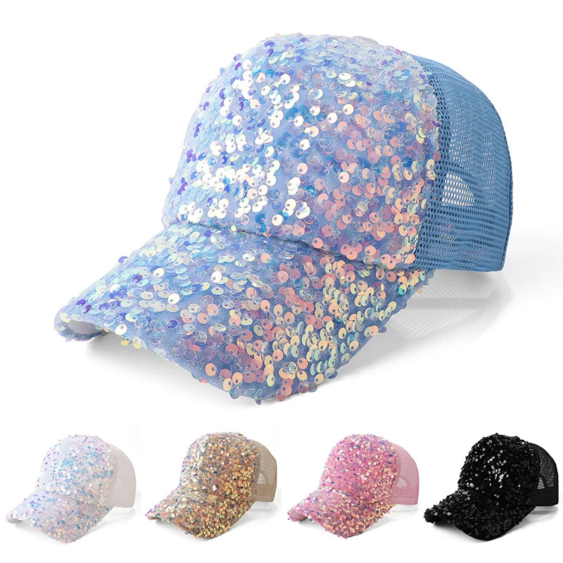

Korean Version Of The New Women's Sequined Baseball Cap Spring And Summer Fashion Adult Flashing Large-Brimmed Peaked Hat