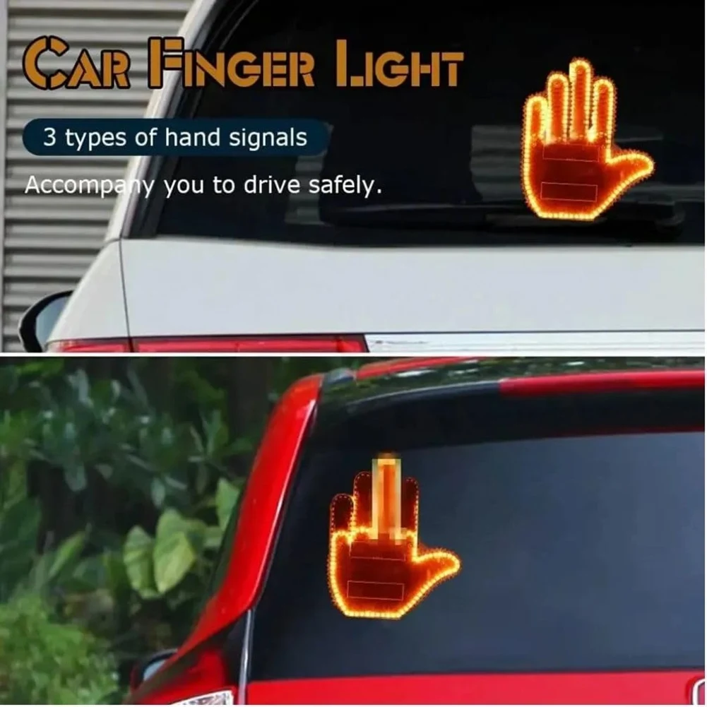 Finger Light Led Car Back Window Sign, Car Finger Gesture Light Con Telecomando, Mano Divertente Car Truck Accessori Per Auto