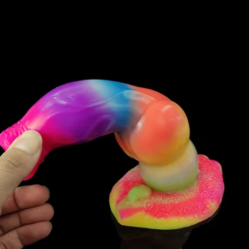 YOCY Large Fantasy Wolf Dildo Big Knot Silicone Sex Toy Luminous Anal Plug For Women Men Colorful Dildos Protaste Massager 3