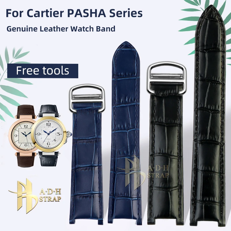 Cinturino Per Orologio In Vera Pelle Per Cartier Serie Pasha W2Pa0008 W3019351 Bracciale In Pelle Bovina Interfaccia Concava Stile Fibbia Pieghevole
