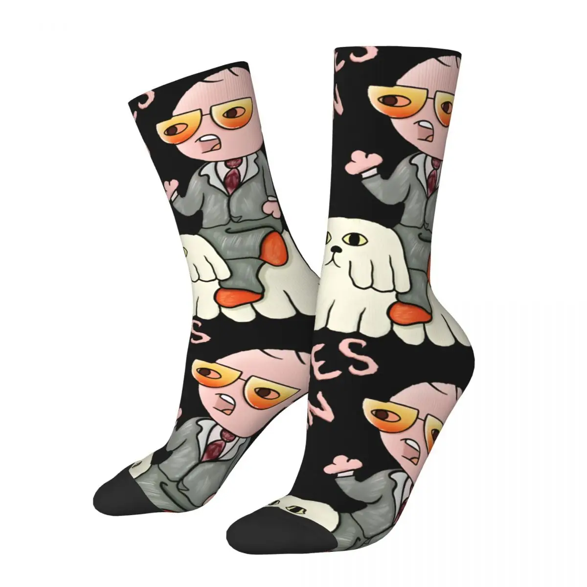 

Funny Crazy compression Cartoon Sock for Men Hip Hop Harajuku T-The Midnight Gospel Happy Seamless Pattern Printed Boys Crew