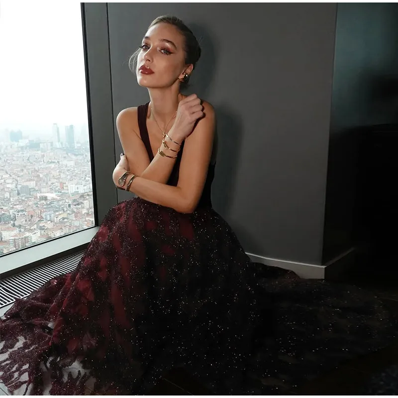 Elegant Knitted Sequin Long Dresses Women Vintage Glitter Solid O-neck Sleeveless Maxi Evening Dress Female Chic Street Party