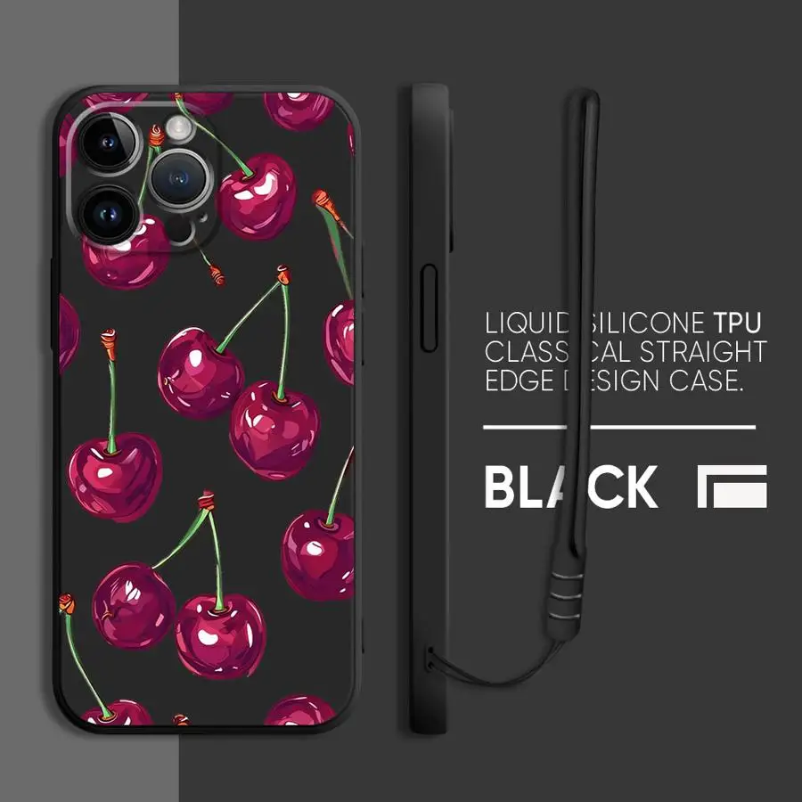 Charming Cherry Pattern Soft Cover Phone Case
