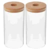 2 Pcs Fish Tank Terrarium Plants Florarium Glass Base Wood Dome for Flower Pots Vase 1