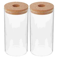 2 Pcs Fish Tank Terrarium Plants Florarium Glass Base Wood Dome for Flower Pots Vase 1