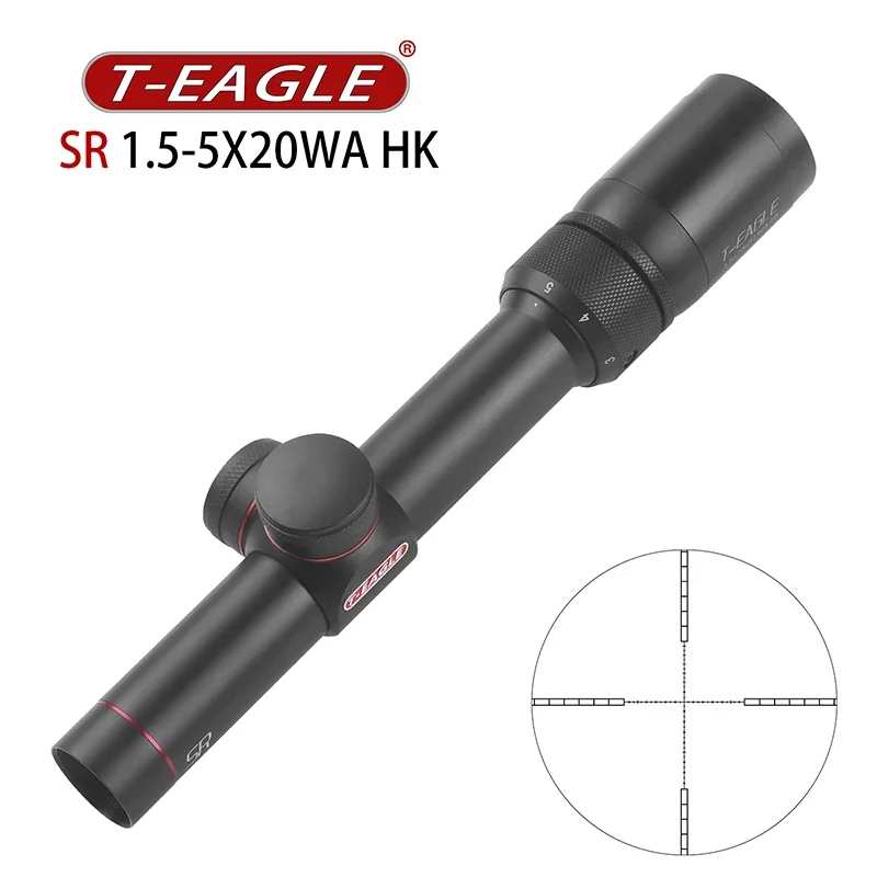 

SR 1.5-5X20 Optical Sight Tactical Spotting Scope for Rifle Hunting Wide Angle Airsoft Weapons Accessories Fits.223 .308