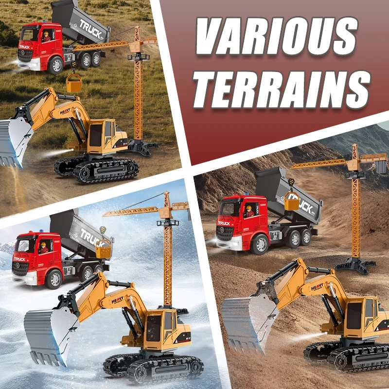 New Children RC Car Remote Control Car Toys For Boys Radio Control Excavator Dump Truck Bulldozer Electric Car Kids Toys Gifts 5