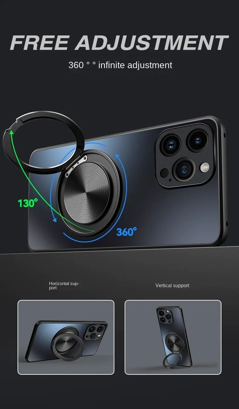 Hard Matte Magnetic Protective Back Cover Case with Ring Stand