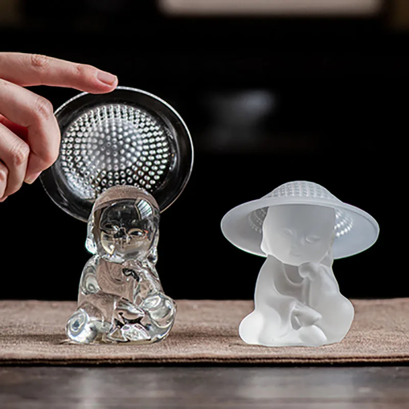 Crystal Glass Tea Filter Set, Little Monk Tea Filter, Tea Strainer, Kung Fu Tea Accessories, Creative, Home