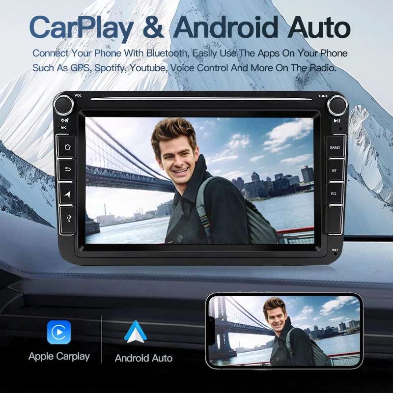 Autoradio Android 15 SZLELV per Volkswagen VW Skoda Octavia Golf Touran Polo, Lettore Multimediale con GPS e Carplay, Stereo 2Din - immagine 3