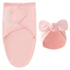 Love Heart Baby Blanket Bows Hat Set Cotton Newborn Swaddle Solid Color Infant Sleeping Swaddle Wraps for All Seasons New 0-24M 2