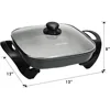 Non-Stick Electric Skillet with Tempered Glass Lid,Black and Grey,Deep-Dish Frying Pan,12"x12" Cooking Surface,One-Pot Cooking 6