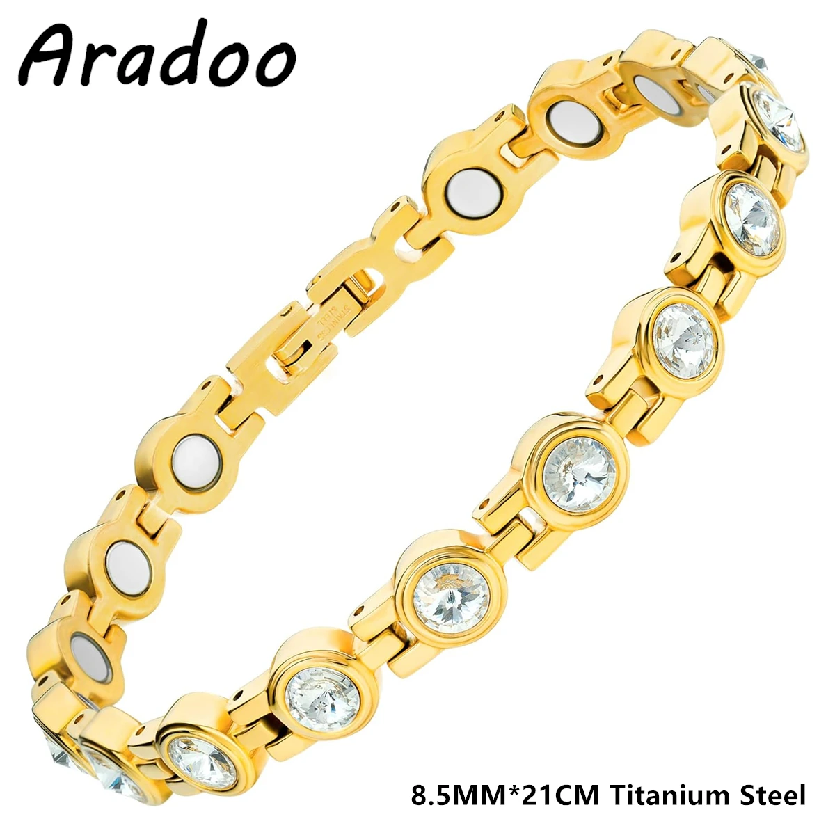

Women's Titanium Steel Zircon Crystal Bracelet Negative Ion Anti-radiation Germanium Anti-fatigue Fat Burning Health Bracelet
