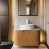 24-Inch Modern Bathroom Vanity with Sink, Floating Cabinet with Ultra-Thin Ceramic Basin and Marble Top, Extra Large Storage 1