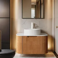 24-Inch Modern Bathroom Vanity with Sink, Floating Cabinet with Ultra-Thin Ceramic Basin and Marble Top, Extra Large Storage 1
