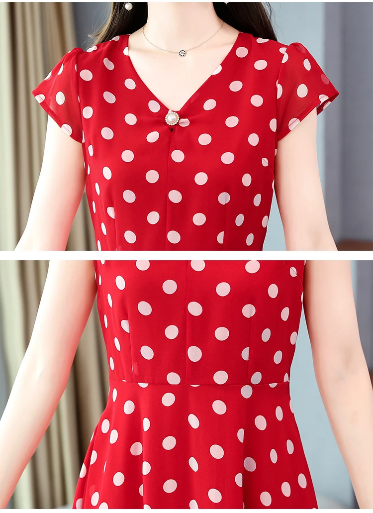 Mini Polka Dot Dress Short Dresses Women 2022 Summer Dresses Woman Casual Chiffon Sexy Black Red Floral V-neck Plus Size L-5XL lulus dresses