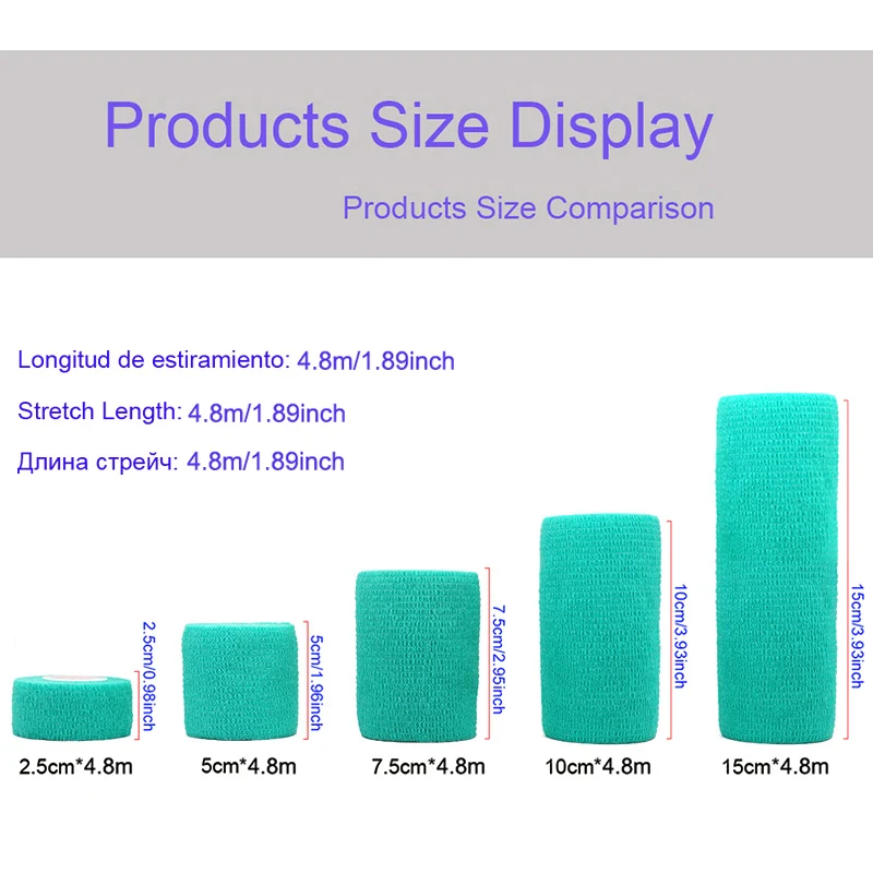 1 Roll 2.5/5/10cm Sport Bandage Self-adhesive Breathable Elastic Bandages for Sports Fixing Finger Wrist Leg Non-woven Bandage 1