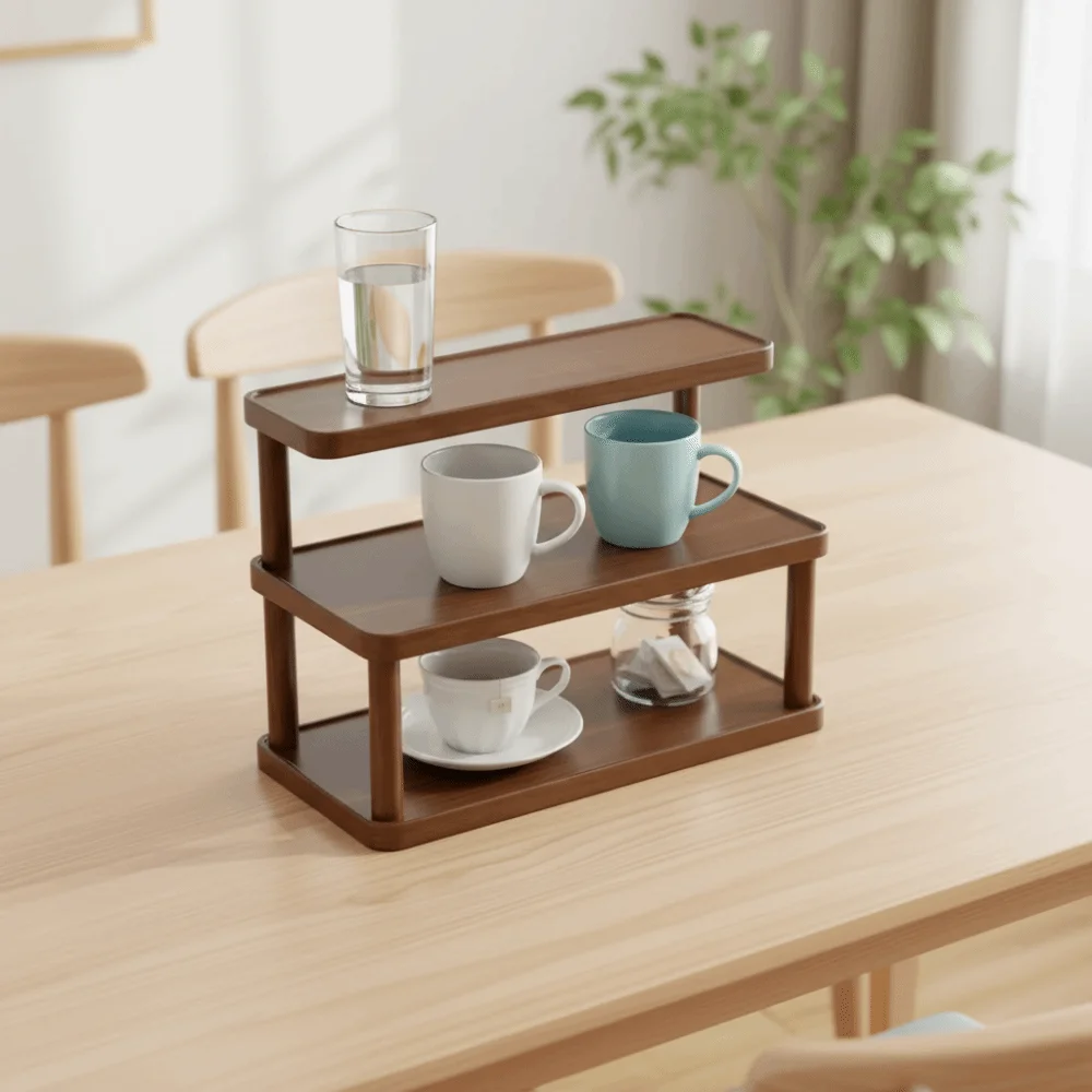 New Thickened Cup Storage Rack Multilayer Retro Style Teacups Holder Space Saving Sturdy Coffee Mug Stand Office Kitchen