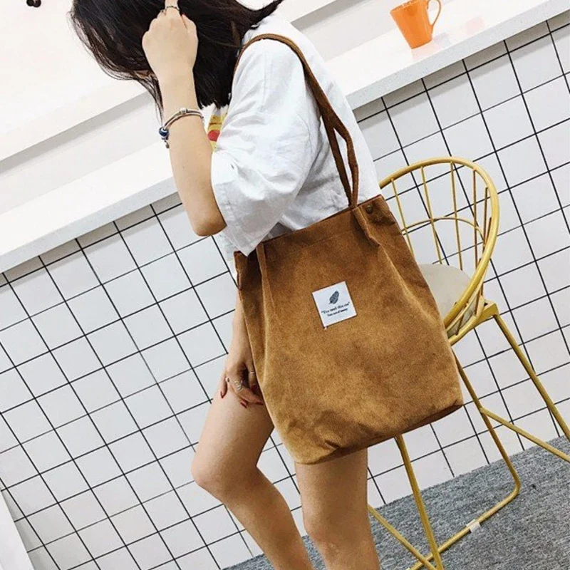 

Women Solid Corduroy Shoulder Bags Shopping Bag Tote Package Crossbody Bags Purses Casual Handbag For Women Bookbag